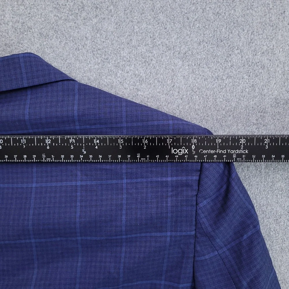 Jos A Bank Blazer Mens 40L Blue Windowpane Lanificio 120s Wool Cerruti Jacket
